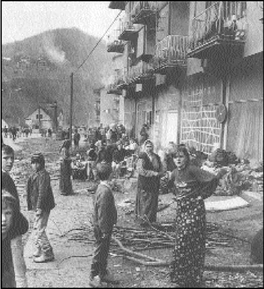 Muslim refugees in Srebrenica