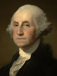 Retrato George Washington - Por Gilbert Stuart - https://www.clarkart.edu/ArtPiece/Detail/George-Washington-(1), Domínio público, https://commons.wikimedia.org/w/index.php?curid=591229